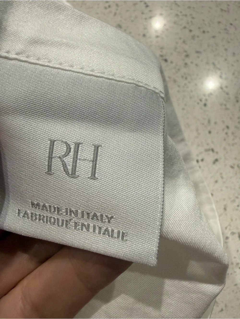 Restoration Hardware White Pillow Sham with Gray Double-Stripe Border